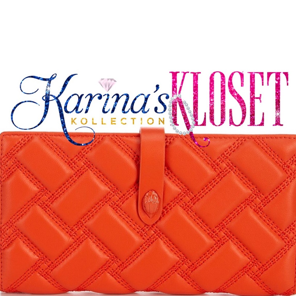 🎀 Kensington Drench Soft Quilted Leather Wallet, Neon Orange Bifold Wallet 🎀